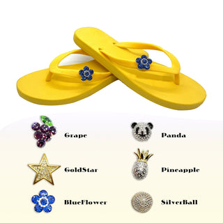 Grape/Goldstar/Panda/Pineapple/SilverBall/Blueflower-Jewelry-grade Changeable Charms for Summer Flip Flops/Bags/Wallet-