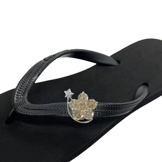 Black Popit flip flop for Woman popit Sandal with Changeable Charm